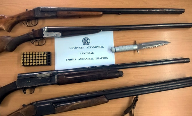 Συνελήφθη στη Σπάρτη, 45χρονος ημεδαπός για κατοχή κλεμμένων κυνηγετικών όπλων