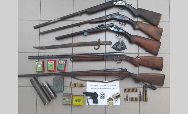 Συνελήφθη ένα άτομο για τα όπλα σε τοπική κοινότητα του Δήμου Σπάρτης