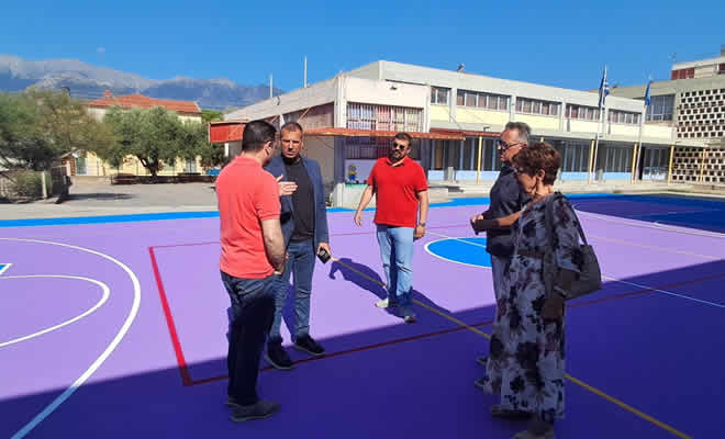 Επίσκεψη του Δημάρχου Σπάρτης στα έργα αναβάθμισης των αύλειων χώρων σχολικών μονάδων και κοινόχρηστων χώρων