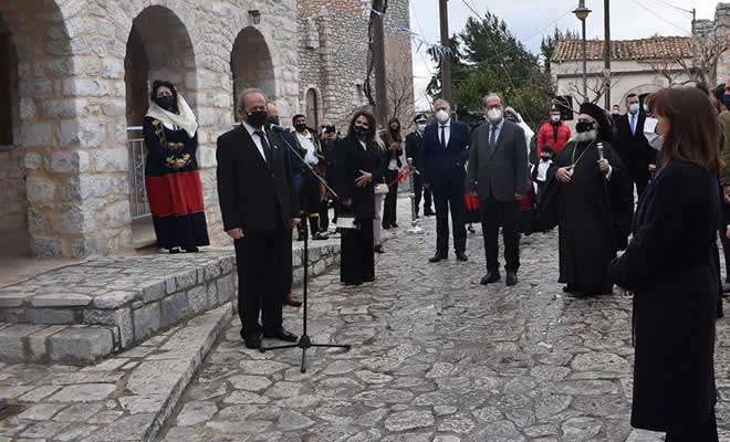 Τιμήθηκε σήμερα στην Αρεόπολη, παρουσία της Προέδρου της Δημοκρατίας, η επέτειος του ξεσηκωμού των Μανιατών