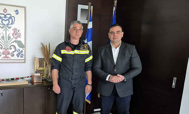 Συνάντηση εργασίας του Αντιπεριφερειάρχη Λακωνίας Θεόδωρου Βερούτη με τον Διοικητή Πυροσβεστικών Υπηρεσιών Λακωνίας Αθανάσιο Πλαντζά